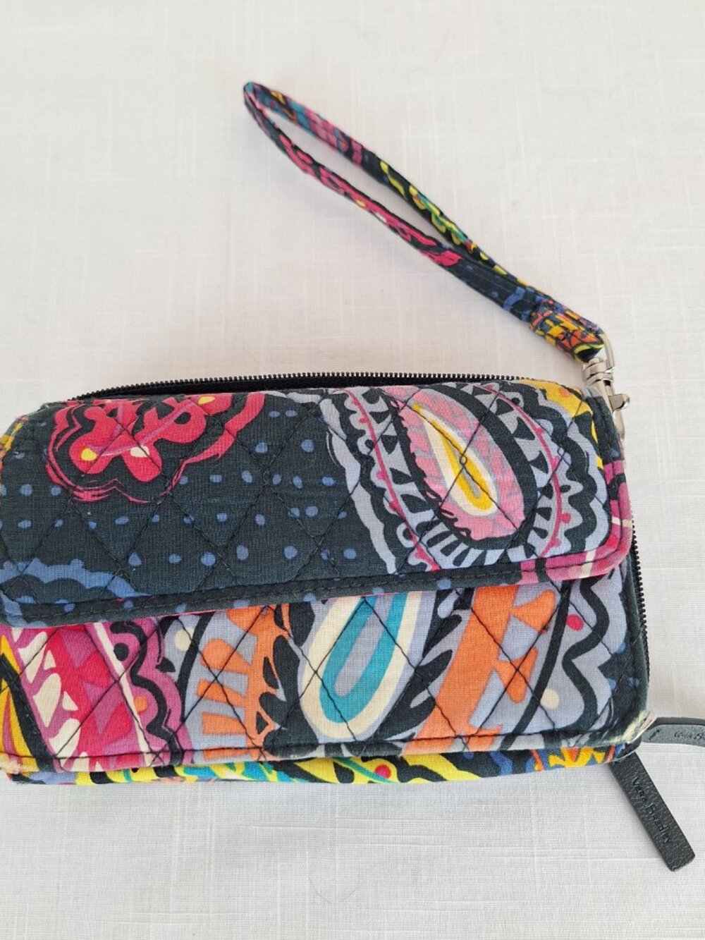 Vera Bradley All In One crossbody wristlet wallet. Pink Green Twilight Paisley